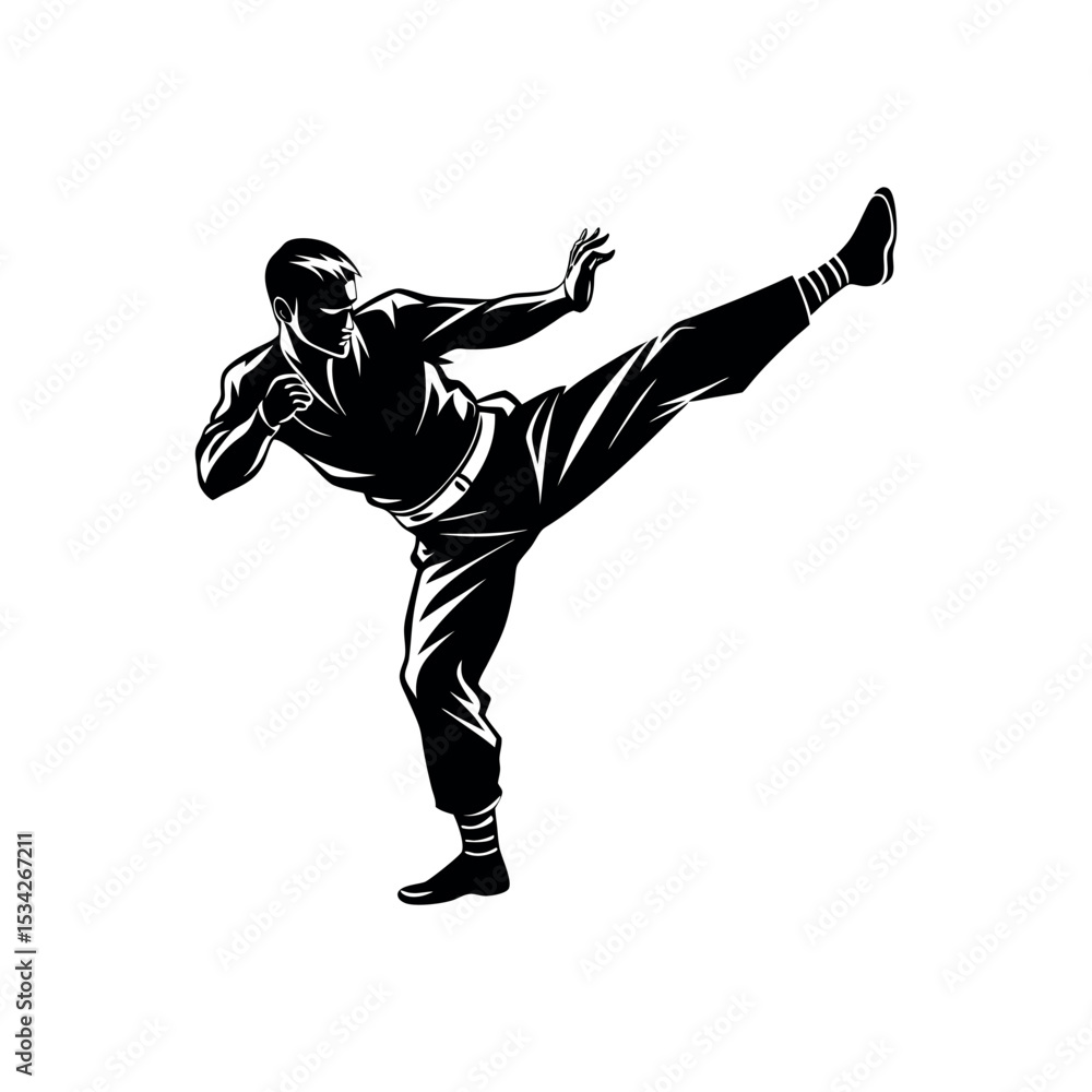 Fototapeta premium Vector Black Judo Silhouette Throwing Technique Illustration for Self-Defense Art Design