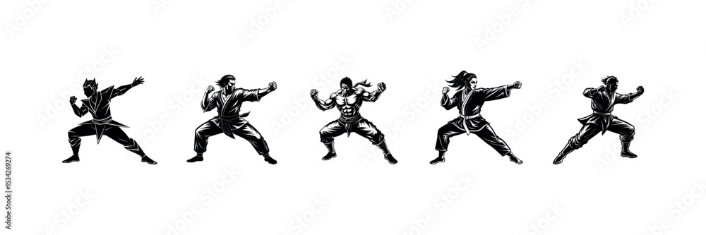 Vector Black Judo Silhouette Throwing Technique Illustration for Self-Defense Art Design Set Vector Black Judo Silhouette Throwing Technique Illustration for Self-Defense Art Design Set