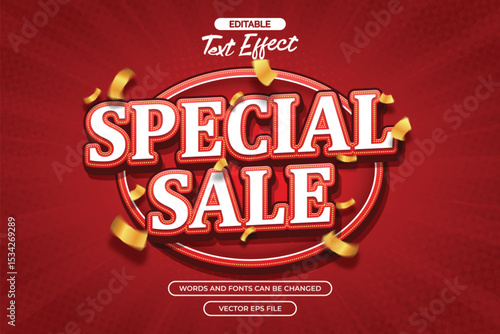 Special sale editable text effect with gold confetti decoration
