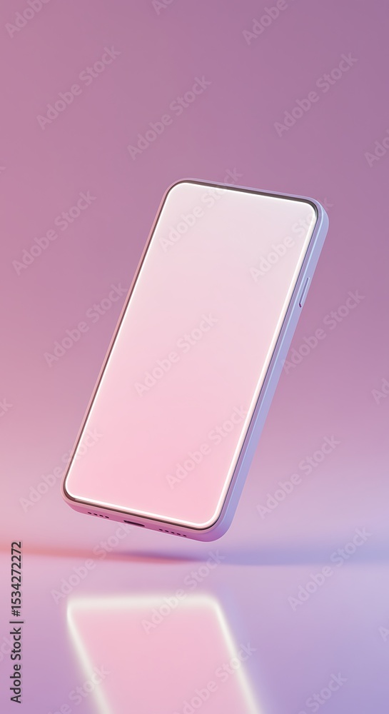 Pink Smartphone Mockup Pastel Background Levitation Pink Smartphone Mockup Pastel Background Levitation