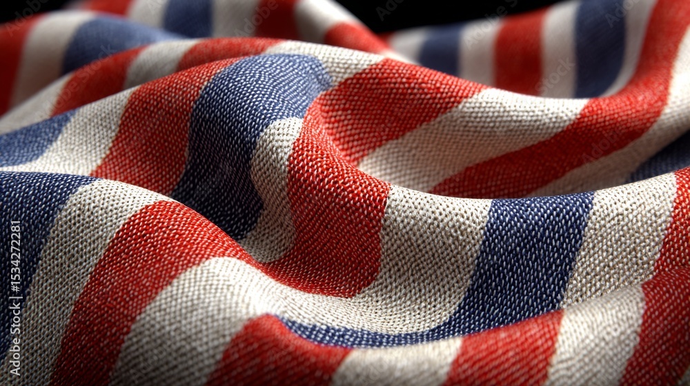 Fototapeta premium Red White and Blue Striped Fabric Texture