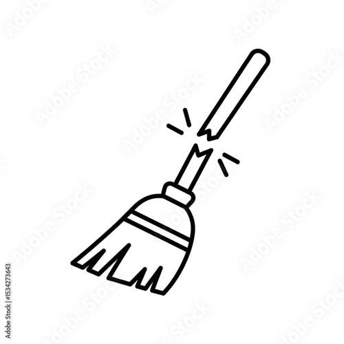 Broom tool for sweeping, symbolizing cleanliness, daily chores, or house cleaning.