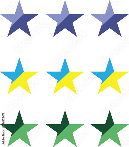 set of  9 stars rating