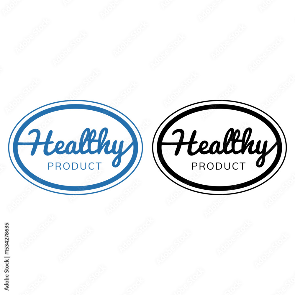 Healthy Product Icon Vector Logo Stamp Black-Blue sign Healthy Product Icon Vector Logo Stamp Black-Blue sign