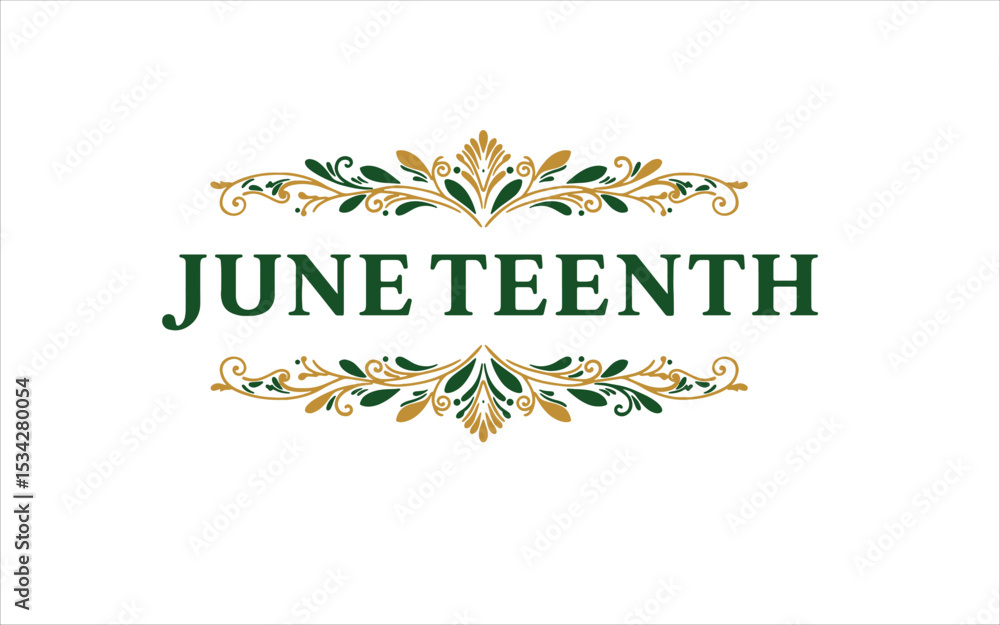 Obraz premium Elegant Green Juneteenth – Floral Emblem Style