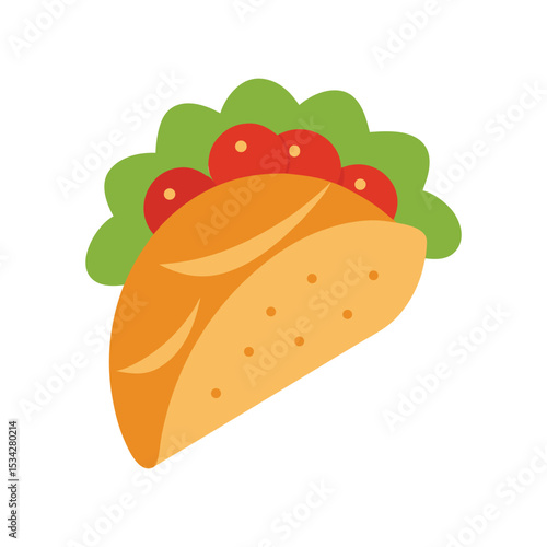 falafel pita delicious fast food item color vector illustration on white background