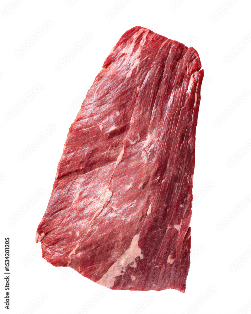 Fototapeta premium Raw Flank Steak Isolated on White Background
