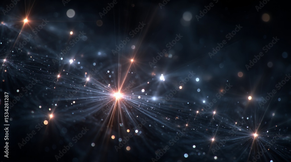 Obraz premium Abstract Cosmic Background with Glowing Stars and Particles