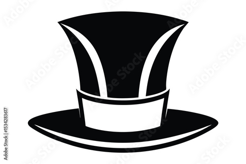 Elegant Black Top Hat Vector Illustration for Magicians and Stylish Costumes