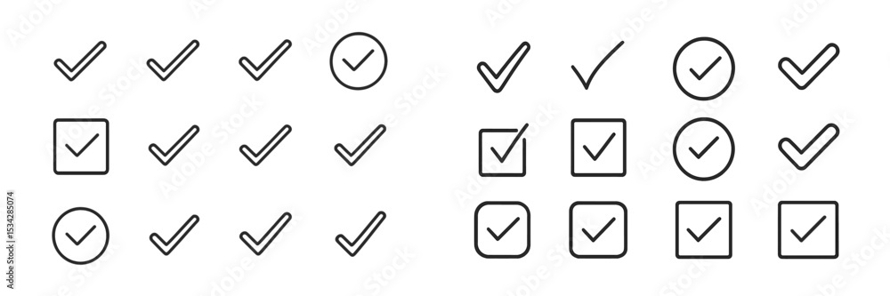 Simple checklist vector illustration featuring various checkmarks and empty boxes arranged in a structured layout Simple checklist vector illustration featuring various checkmarks and empty boxes arranged in a structured layout