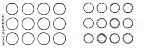 Illustration of empty circles in a grid pattern for graphic design or visual composition use in various contexts