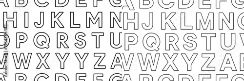 Vector flat illustration of alphabet letters arranged in a grid pattern for educational and design purposes