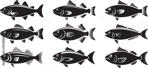 Fish(various species including cod, salmon, and tuna silhouette