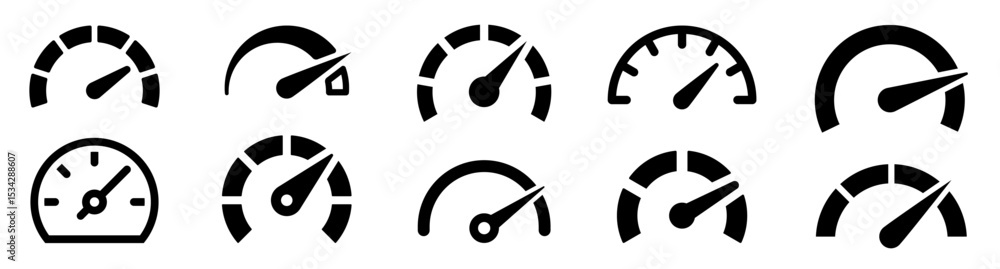 Speedometer icons set. Speed, tachometer, fast, indicator, risk, performance, slow, car, speeding - stock vector. Speedometer icons set. Speed, tachometer, fast, indicator, risk, performance, slow, car, speeding - stock vector.