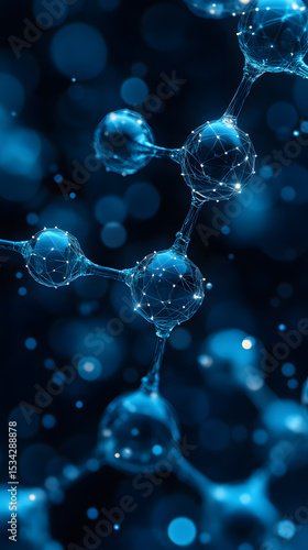 Abstract Molecular Structure in Blue Tones