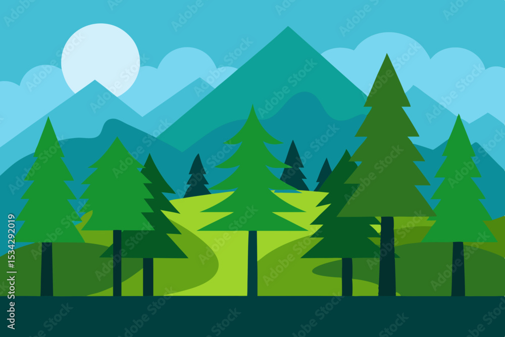 Fototapeta premium vector illustration of forest landscape
