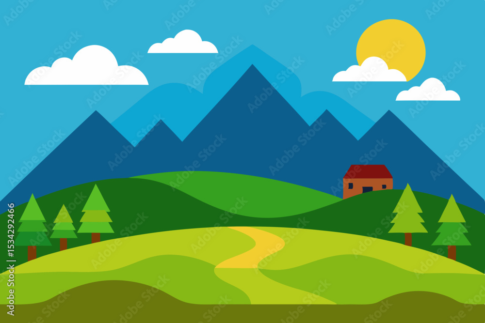 Fototapeta premium summer landscape with mountains