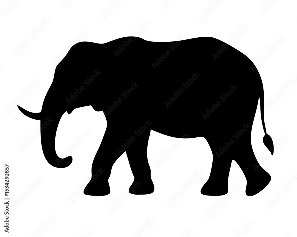 Elephant Silhouette Vector - Minimalist Black Wildlife Symbol Isolated on White Background Elephant Silhouette Vector - Minimalist Black Wildlife Symbol Isolated on White Background