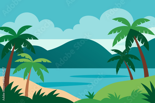 tropical island with palm trees