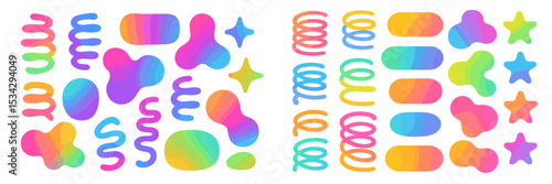 Colorful abstract shapes in a vibrant design showcasing various patterns and forms
