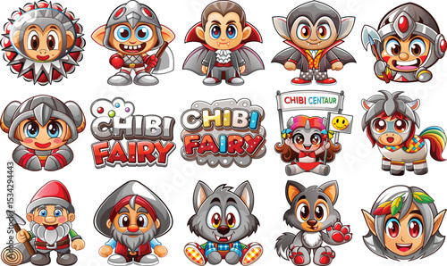 Set of Chibi Halloween Monster Characters and Avatars