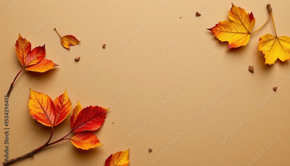 Fototapeta premium autumn leaf and kraft paper bundle