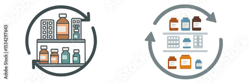 Illustration of medicine organization and inventory management in healthcare settings
