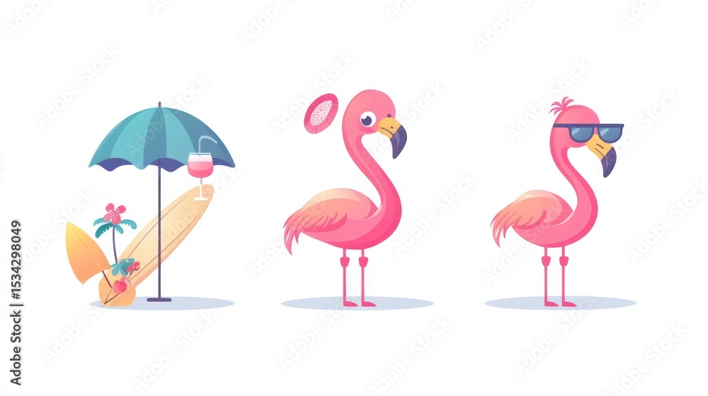 Obraz premium Cute flamingos on vacation