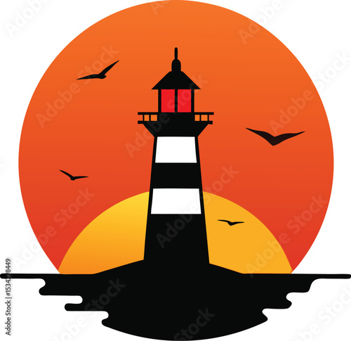 lighthouse silhouette vector illustration