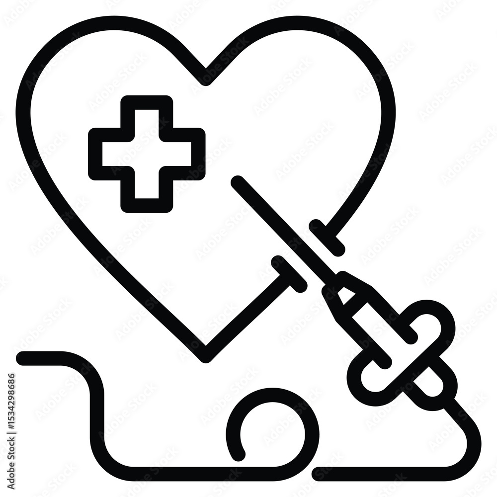 Obraz premium Interventional Cardiology Icon Line Vector Illustration