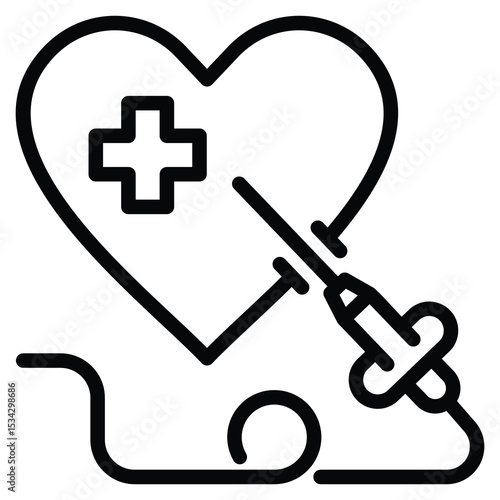 Interventional Cardiology Icon Line Vector Illustration