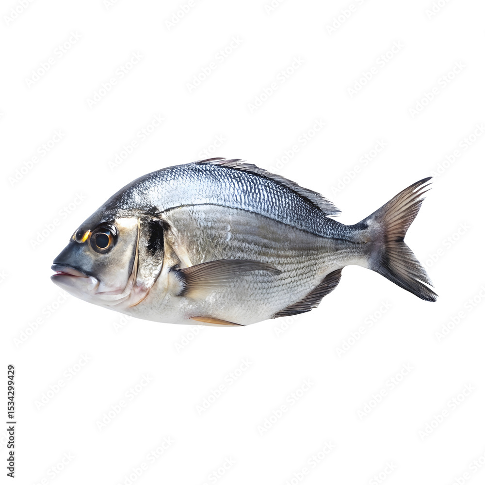 Obraz premium Fresh sea bream fish isolated on a transparent background
