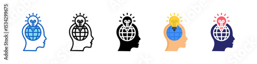 Global Thinking Multiple Style Icon Set Collection.