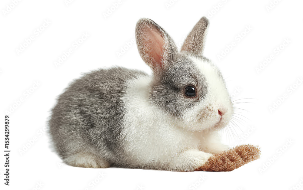 Obraz premium [Transparent Background PNG]Adorable Baby Rabbit on White Background