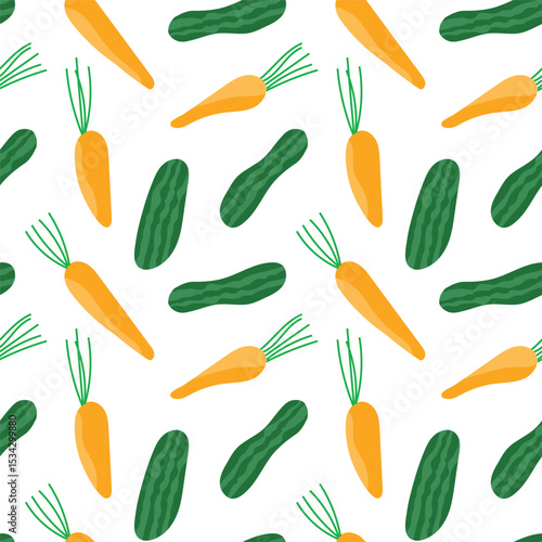 vector carrot and cucumber seamless pattern background design