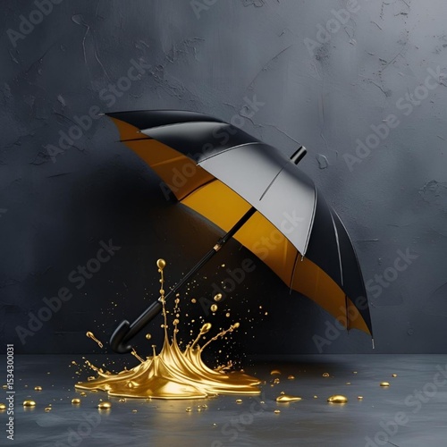 Symbol of Prosperity: The Modern Black and Yellow Umbrella and Its Luxurious Golden Impact