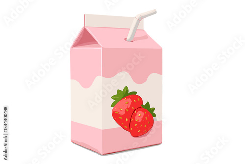 Strawberry flavored drink box with a straw and vibrant fruit design for kids and adults