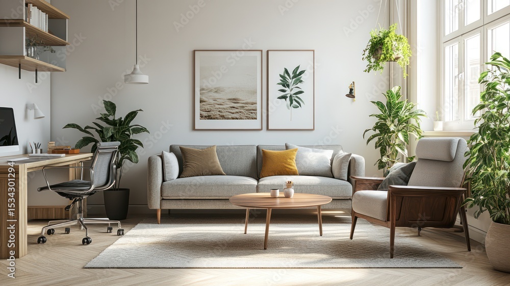 Fototapeta premium Modern minimalist living room (27)