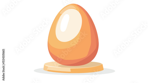 A digital illustration of a single, hard-boiled egg presented on a small round plate. The egg is depicted in a cartoonish style with a pale yellow yolk visible through a centrally located opening