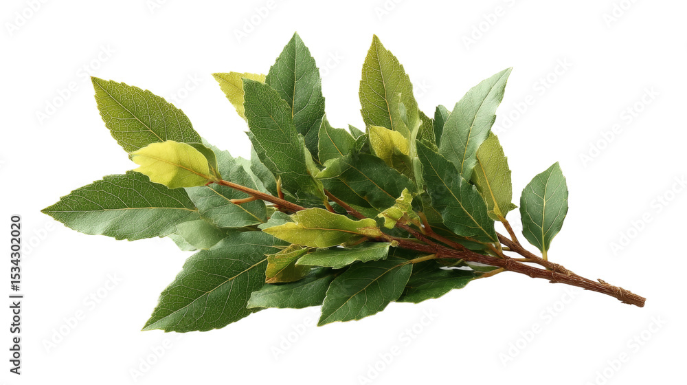 Obraz premium [Transparent Background PNG]Fresh Bay Leaves Bunch Isolated on White