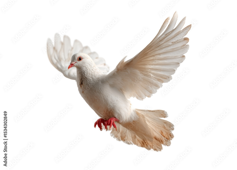 Obraz premium [Transparent Background PNG]White Dove in Flight Against a White Background