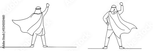 Dynamic vector illustration of a hero figure in a cape, showcasing determination and strength in a powerful stance