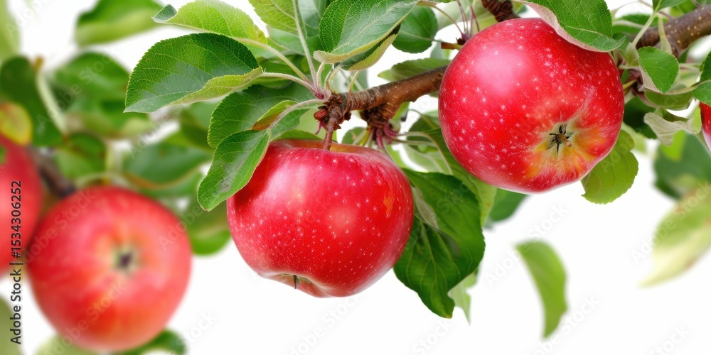 Obraz premium natural organic red apple on trees, white background