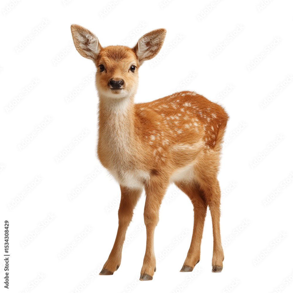 Fototapeta premium [Transparent Background PNG]Adorable Baby Deer on a White Background