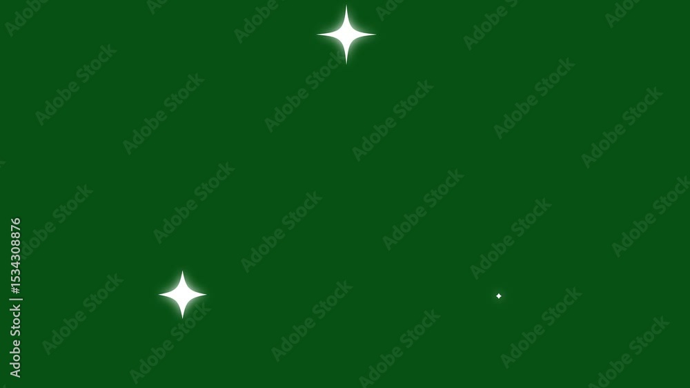 Twinkling star motion graphics with green screen background. white cartoon, flat, vector, doodles style stars blinking .The sparkling effects or magical appearance 4k animation