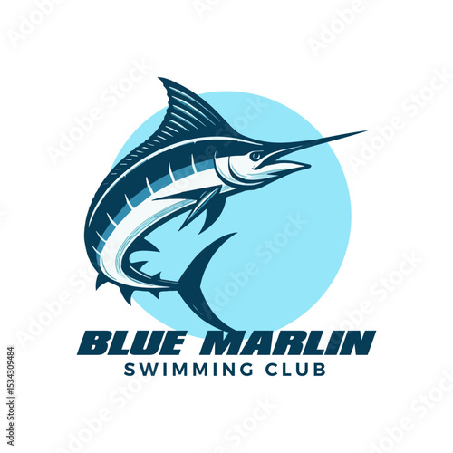 blue marlin fish logo vector design