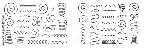 Vector flat illustration of various swirls and curls designed for creative projects and artistic expressions
