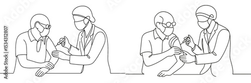 Healthcare providers administer vaccinations in a clinical setting during a public health initiative