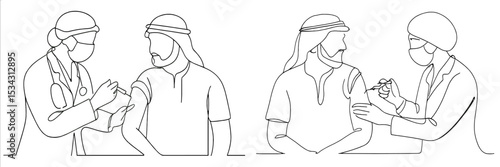 Vaccination process between healthcare professional and patient in a clinical setting showcasing medical care during a health initiative