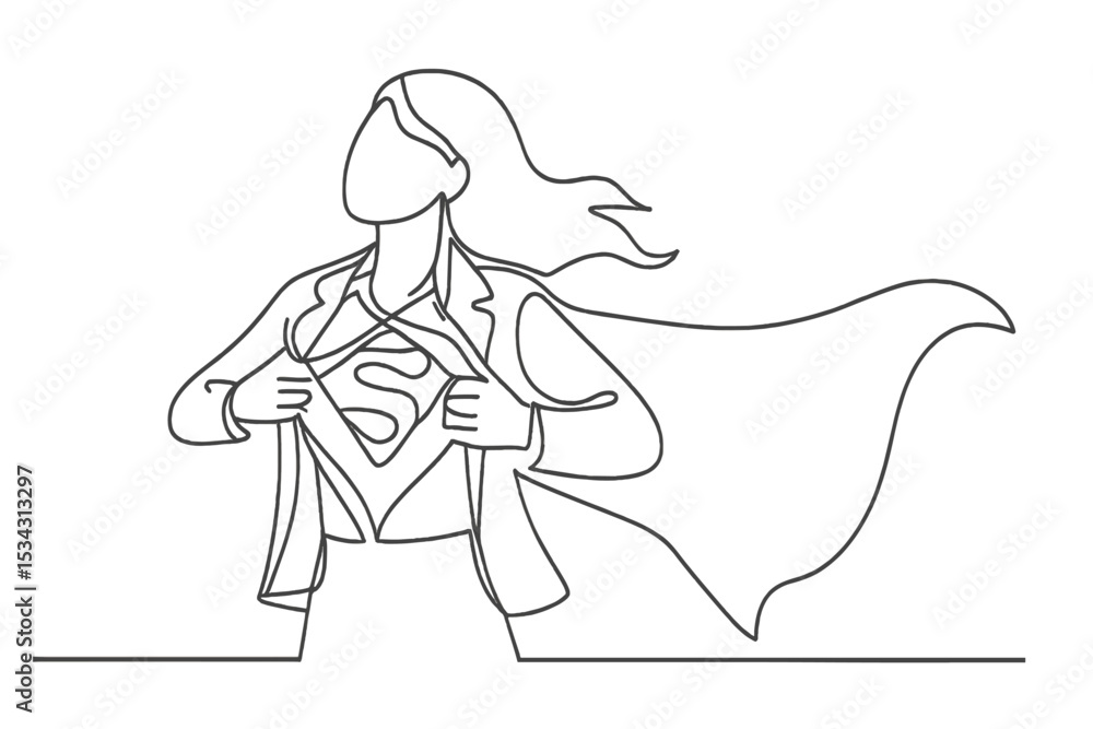 Creative line drawing of a confident individual revealing superhero identity in a dynamic pose outdoors during daylight Creative line drawing of a confident individual revealing superhero identity in a dynamic pose outdoors during daylight